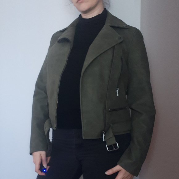 Army green FAUX leather jacket - Picture 9 of 9